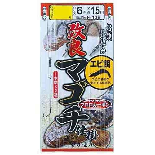 船頭仕込みのマゴチ仕掛け。あえてシンプルな仕様とし、喰い込みを向上させました。 新開発の鈎「改良マゴチ」を使用。マゴチの堅い上顎に負けません。 鈎のチモトに巻いた糸オモリがエサのエビを安定させます。 ナノ・スムース・コート(NANO SMOOTH COAT)による摩擦抵抗の劇的減少 強い撥水性能 PTFE(ポリテトラフルオロエチレン)複合表面処理加工 摩擦係数の少ない物質で、摩擦ゼロ感覚の刺さりの良さ ハリス: フロロカーボン 品番: F139 号数: 17 ハリス: 6 入数: 1本(2組) 使用鈎: 改良マゴチ
