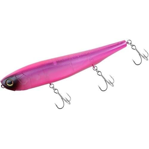 サイズ: 160mm標準自重: 51.2gタイプ: フローティングアクション: クイック&ワイドドッグウォーク有効レンジ: 水面フック仕様: #2リング仕様: #3飛距離: MAX58m、Ave55.6mカラー: クリアピンクサンド 扱いやすい食べ頃サイズの16cmビッグペンシル腹部Vハル形状によりクイック&ワイドなターンが可能高浮力ビッグヘッド&立体エラ形状で存在をアピールスーパーラトルサウンドで離れたシーバスにもアピールフッキングを優先した#2トレブルフック&ダブルリング仕様 魚種: シーバスカラー: クリア系ルアーの種類: トップウォータールアーカラー: クリア(透明)系