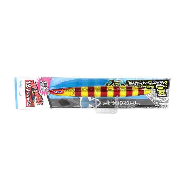 サイズ: 250g タチウオジギング専用 カラー: レッドゴールドストライプ 頼りになる「抑えのメタルジグ」。タフコンディション攻略!!食わせのTYPE-III 繊細に誘い上げ、ヒラヒラと舞い落ちる。タフコンディションを攻略する食わせのメタルジグ、それがアンチョビメタル「TYPE-III」です。 スリムシェイプが生むTYPE-I以上のノーアクションで繊細にタチウオを誘います。 TYPE-III最大の特徴は、繊細な誘い上げの後に待つ、食わせのフォールアクションにあります。 繊細な誘い上げでジグを追いかけてきたタチウオを、クラッチを切った瞬間のトリッキーフォールでリアクションバイトに持ち込みます。 TYPE-IとTYPE-IIのアクションを絶妙にミックスした「切り札」的メタルジグとして活躍してくれることでしょう。 魚種: タチウオ カラー: レッド系 ルアーの種類: ソルトウォーター ルアーカラー: 赤系