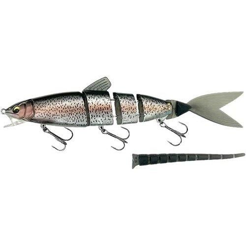 Reborn! HARD BAIT JAVALLONは、完全復刻したジャバロンに現代の技術を融合させた進化系ルアーです。 ジャバロンの柔らかくなめらかな生命感に、ハードベイトならではの力強い水押しをプラス。 トリプルフックによる高いフッキング率を実現。 全身が駆動するジャバロン特有の全身駆動アクションを保持。 低速時から高速時まで破綻しないダート性能。 アゴ下に設置されたHYDRO-FOILSPOILERがダウンフォースを発生させ、スイミング姿勢を平衡に維持。 ジョイント部の形状をタイトジョイントに変更し、超高速巻きでの安定力が向上。 全長は1.2倍、体積は1.8倍にサイズアップ。 テールはプラスチックからエラストマーに変更し、スネークテールとジャバロンテールの2種類が付属。 IMAKATSU JAVALLON HARD 150 MAMBA Length: 215mm (Javallon Tail) / 245mm (Snake Tail) Model: Sinking Weight: 2.3oz class Color: #297 レインボートラウト