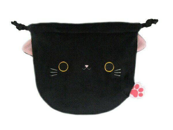 ねこだんご おもち巾着袋 くろ 高さ15cm 新品 *