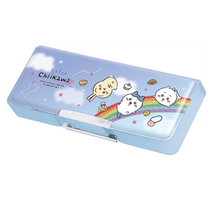 [お買い物マラソン限定P2倍最大30％ 2000円クーポン配布]ちいかわ コンパクト両面開きペンケース（ブルー） グッズ おもちゃ ぬいぐるみふでばこ 筆箱 新入学 新学期 文房具 新品 *即納のサムネイル