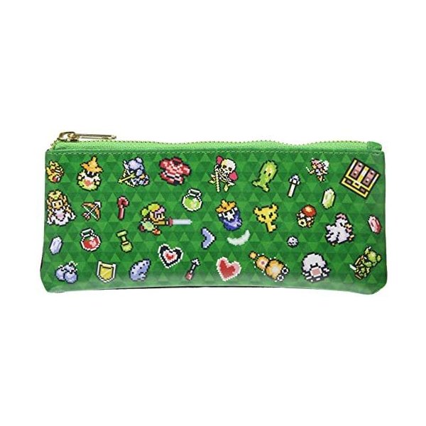 \ブラックフライデー期間P2倍最大2000円クーポン/ ゼルダの伝説 神々のトライフォース ZZ16 ペンポーチ(ドット絵) グリーン 新品 * 即納