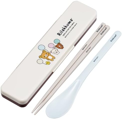 Rilakkuma - リラックマ ふわっと風船 音のならないコンビセット 箸 スプーン 18cm 抗菌加工 お弁当 大人用 新品 *即納