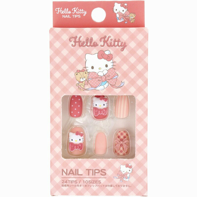 ＼ブラックフライデー期間P2倍最大2000円クーポン／ハローキティ サンリオ ネイルチップ チェック 24枚..