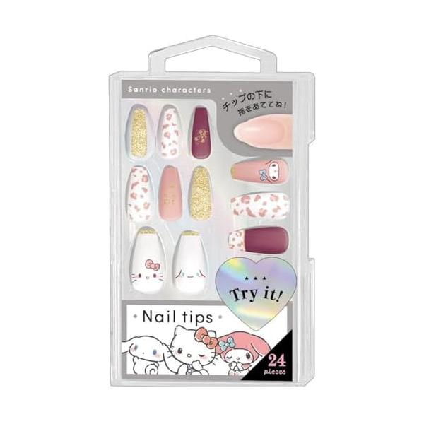 ネイルチップ ヒョウPK柄 シナモロール ハローキティ サンリオ マイメロディ グッズ おもちゃ 新品 *即納