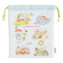 \期間限定P2倍10%offクーポン対象 最大2000円off/ すみっコぐらし ようこそ!たべものおうこくテーマ マチ付巾着 新品 *即納