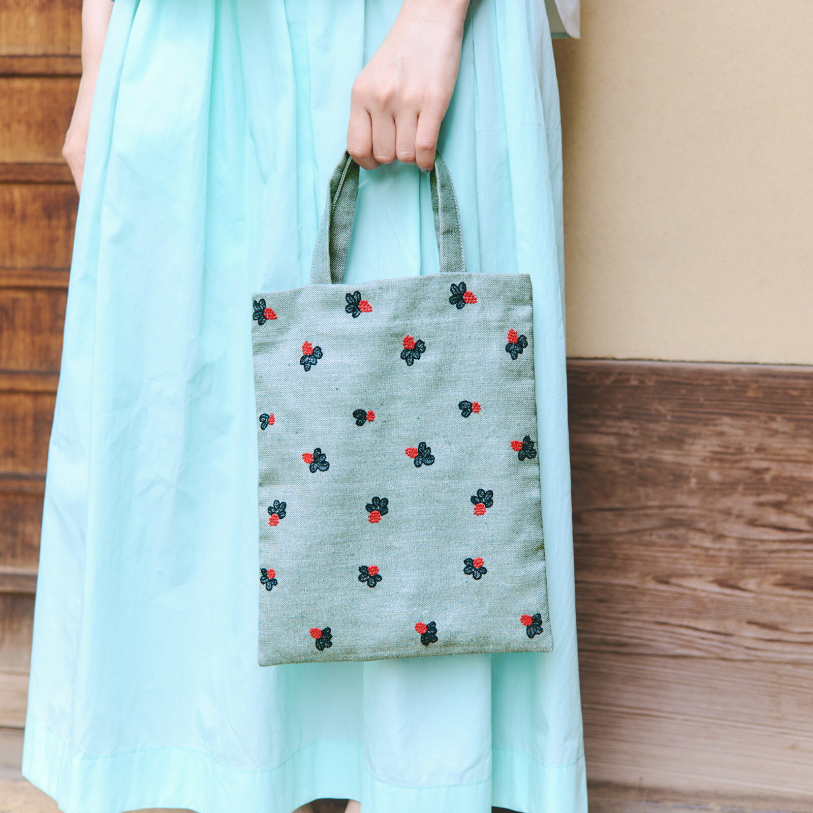 ほぼ日手帳 / トートバッグミナ ペルホネン×ほぼ日 / light berry(green)