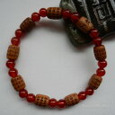 【腕輪念珠(数珠ブレスレット)】般若心経彫り(白檀、瑪瑙)桐箱入り(御朱印巡り/お守り/厄除け/パワーストーン/ヒーリング/天然石)