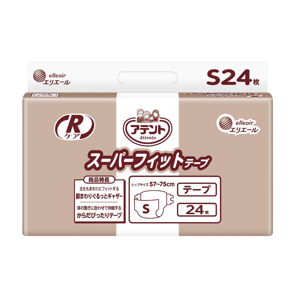 太ももまわりにフィットする脚まわりぐるっとギャザーと体の動きに合わせて伸縮するからだぴったりテープタイプ。 「脚ぴたフィットゾーン」 ●股間部のスキマを防ぎ、尿とりパッドを体に密着しズレを防ぎます。 ●「からだぴったりテープ」 おなかまわりにやさしくフィットするため、寝たり起きたり、体の動きにあわせて伸縮します。 ●おむつのセンターライン(中心線)がわかりやすいおむつです。 【Sサイズ】 ヒップサイズ:57〜75cm 【Mサイズ】 ヒップサイズ:65〜95cm 【Lサイズ】 ヒップサイズ:80〜125cm 【Sサイズ】 24枚x3袋 【Mサイズ】 22枚x3袋 【Lサイズ】 20枚x3袋 製造国：日本類似商品はこちら大王製紙 アテント Rケア スーパーフィットテ9,500円大王製紙 アテント Rケア スーパーフィットテ8,900円大王製紙 アテント Rケア スーパーフィットテ3,500円大王製紙 アテント Rケア スーパーフィットテ3,350円大王製紙 アテント Rケア スーパーフィットテ3,200円大王製紙 アテント テープ止めタイプ 20枚×8,690円大王製紙 アテント テープ止めタイプ 17枚×8,690円大王製紙 アテント Sケア 軟便安心パッド 29,380円大王製紙 アテント Sケア 長時間安心パッド 6,300円新着商品はこちら2024/5/15杖やすめ リーフ640円2024/5/10EAR BAND-IT 水泳用ヘッドバンド イ1,980円2024/5/6クイックエイド乾燥セット4,800円再販商品はこちら2024/5/17ユニ・チャーム ライフリー 尿とりパッド レギ1,320円2024/5/17POWERbreathe プラス 超重負荷 12,100円2024/5/16ウェルファン 夢ライフステッキ 柄杖折りたたみ3,250円2024/05/18 更新アテント Rケア スーパーフィットテープ■商品の特徴太ももまわりにフィットする脚まわりぐるっとギャザーと体の動きに合わせて伸縮するからだぴったりテープタイプ。「脚ぴたフィットゾーン」●股間部のスキマを防ぎ、尿とりパッドを体に密着しズレを防ぎます。●「からだぴったりテープ」おなかまわりにやさしくフィットするため、寝たり起きたり、体の動きにあわせて伸縮します。●おむつのセンターライン(中心線)がわかりやすいおむつです。仕様発売元大王製紙サイズ【Sサイズ】ヒップサイズ:57〜75cm【Mサイズ】ヒップサイズ:65〜95cm【Lサイズ】ヒップサイズ:80〜125cm入数【Sサイズ】24枚x3袋【Mサイズ】22枚x3袋【Lサイズ】20枚x3袋製造国日本