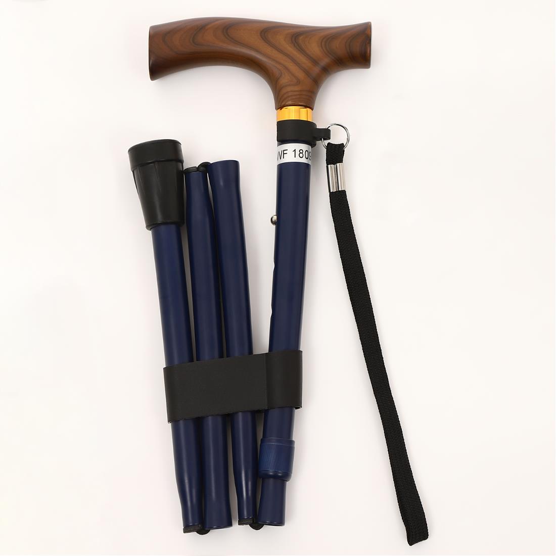 ウェルファン 夢ライフステッキ 折りたたみ伸縮杖 ネイビー