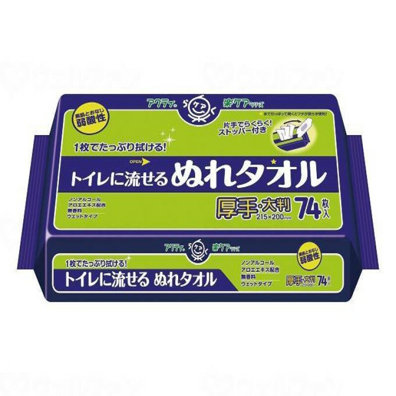 日本製紙クレシア アクティ トイレに流せるぬれタオル 76枚