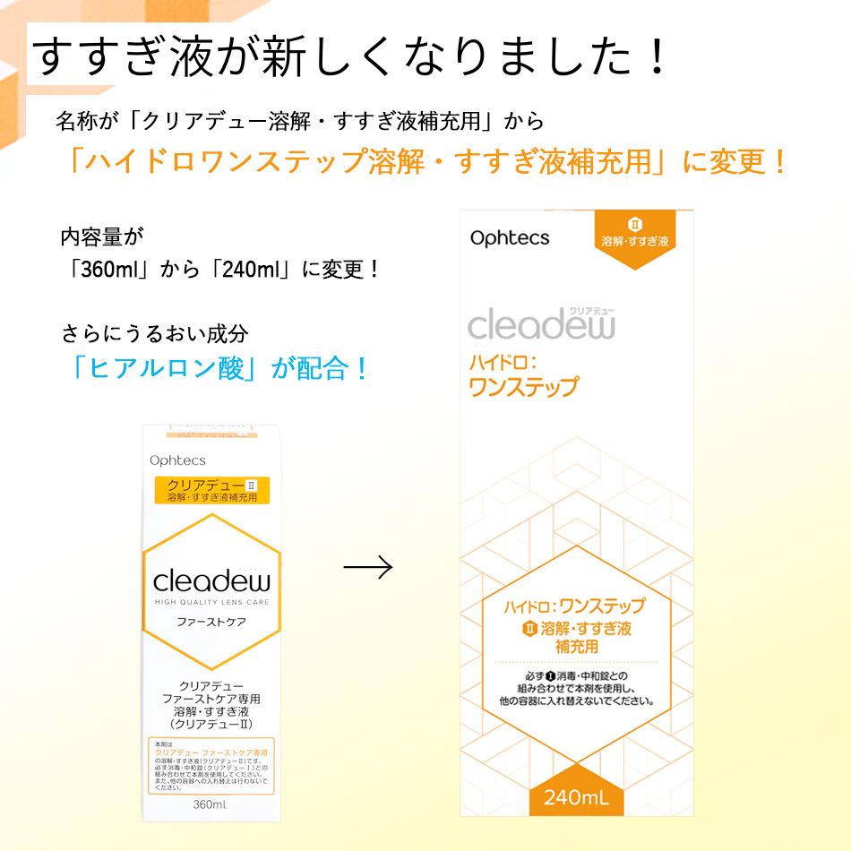 オフテクス クリアデュー ハイドロワンステップ専用溶解・すすぎ液 補充用 240ml×6本セット 中和錠なし・ケースなし ソフト コンタクトケア クリアデュー ファーストケア すすぎ液 送料無料