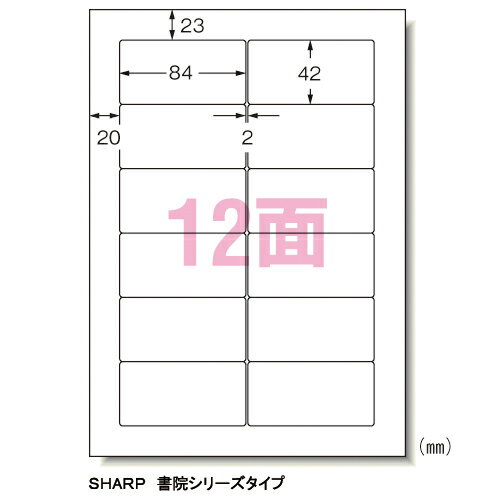 エーワン　パソコンプリンタ＆ワープロラベルシール〈プリンタ兼用〉　マット紙（A4判）　20枚入　規格：A4判12面 【28179】