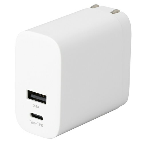 ♪(3)ナカバヤシ 30W PD充電対応 Type-C 1ポート+USB-A 1ポート充電器 ホワイト 【JYU-ACU07W】