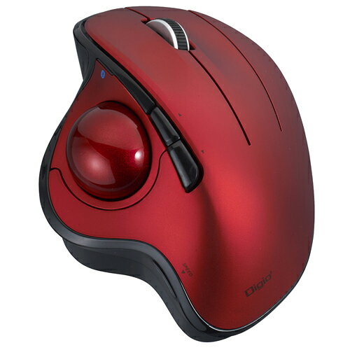 ナカバヤシ　Bluetooth5.0　親指5ボタン　光学式トラックボールマウス　角度可変スタンド付き　レッド 【MUS-TBIF182R】