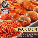 【特大えび2種】特大ボタンエビメス500g・特大甘エビ1kg 3L 雄雌混じり セット ぼたんえび ボタンエビ えび 海老 甘えび あまえび シーフード 海鮮 ...