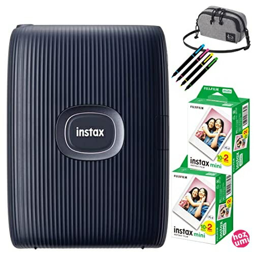 富士フイルム チェキ スマホプリンター フォトプリンター instax mini Link2 スペースブルー ＆ JP2×2 ＆ デコペン ＆ チュルル マルチポーチ