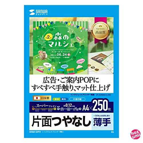 サンワサプライ インクジェット用紙 A4 250枚 JP-EM5NA4-250