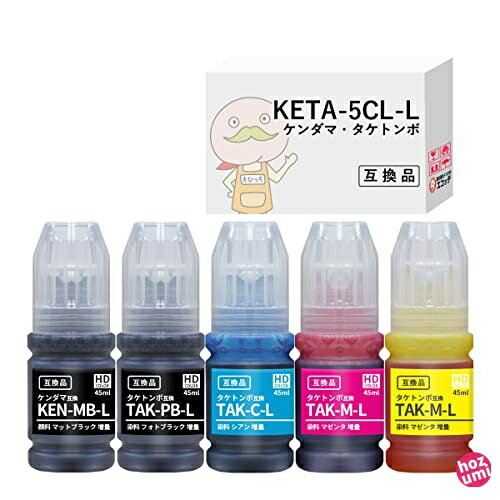 【エコッテ】 プリンターインク エプソン (EPSON) 用 KETA-5CL ケンダマ タケトンボ 互換 インクボトル..