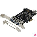 Sedna - PCIE 7ポート USB 3.1 Gen I (5Gbps) アダプターカード (外部6ポートと内部ポート1つ) ロープロファイルブラケット付...