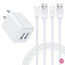 USB 電源アダプター USB充電器 2ポート 小型 + Type C 充電コード 【1.8m*2本】 Type C充電器 USB コンセント Galaxy充電...