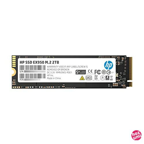 HP 2TB SSD M.2 EX950シリーズ PCIe Gen3(8Gb/s)x4、 NVMe1.3/3D TLC/DRAMキャッシュ搭載/5MS24AA#UUF