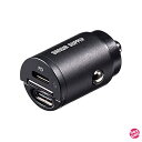 サンワダイレクト カーチャージャー Type-C×2ポート 30W PD対応 5V/4.8A 超小型 12V/24V車対応 シガーソケット 200-CAR088...