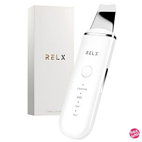 【上級認定エステティシャン監修】 RELX ウォーターピーリング 美顔器 超軽量70g【国内メーカー】多機能美顔器 超音波 ems イオン ピーリング クレンジング 毛穴ケア 黒ずみ 母の日 プレゼント ギフト (パールホワイト)