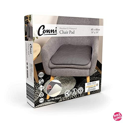 [Conni] 介護・排泄ケア用 尿漏れ対応 座布団型 吸水・防水チェアパッド Conni Chair Pad S (48 x 48cm)、 チャーコール