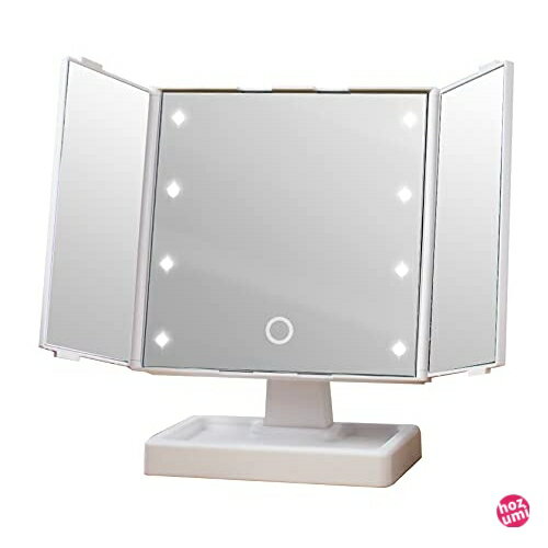 ヤマムラ LED 三面鏡 スタンドミラー THREE-SIDED MIRROR コンパクト 三面 スタンドミラー YLD-09