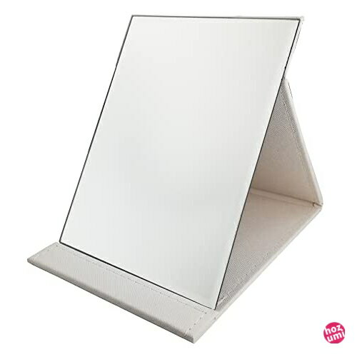 富士スカイ 鏡 卓上 手鏡 折りたたみ カバー材質に自信アリ！ Lサイズ(25.7×18.0cm) ホワイト