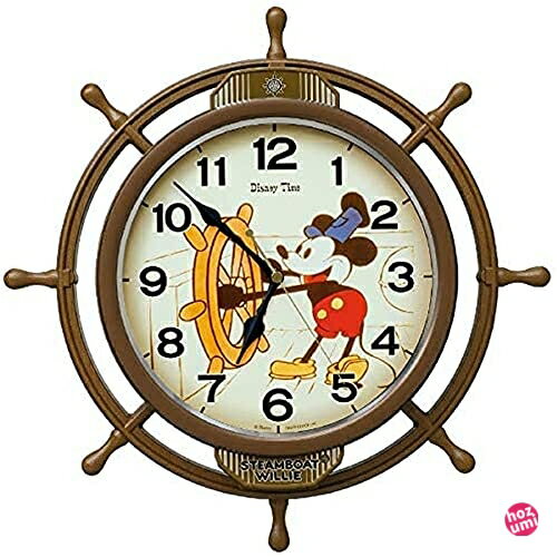 セイコークロック 掛け時計 キャラクター ディズニーミッキーマウス 電波 アナログ 飾り振り子 茶 本体サイズ:39.6×39.6×6.1cm FW583A