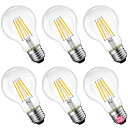 LVWIT LED電球 E26口金 フィラメント電球 60W形相当 6W 2700K電球色 A60 806LM クリアタイプ レトロ電球 雰囲気 PSE 調光器非対応 6個入