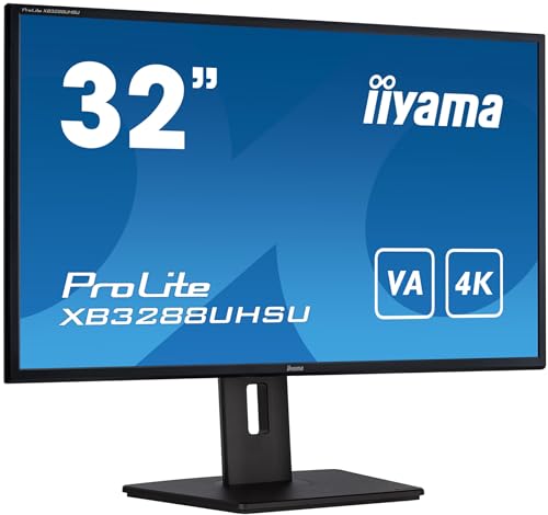 iiyama モニター ディスプレイ 31.5インチ 4K2K (3840×2160) VA方式 高さ調整 角度調整 縦回転 HDMI DisplayPort USBハブ 3年保証 国内サポート XB3288UHSU-B5