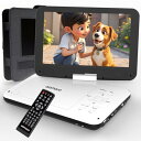 AESTIQUO ポータブルDVDプレーヤー 12.5型 dvdプレーヤー 10.5インチ液晶 cdプレーヤー【車載用ホルダー&リモコン&リモコン用電池付 】5...