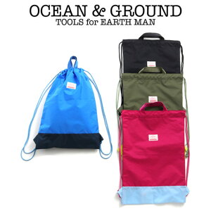 OCEAN & GROUND（オーシャン アンド グラウンド） ナップサック大 CAMP DAY　縦約50cm×横約36cm（オーシャン&グラウンド ナップサック 男の子 女の子 おしゃれ キッズ 子供 小学生 入学準備 リュック）