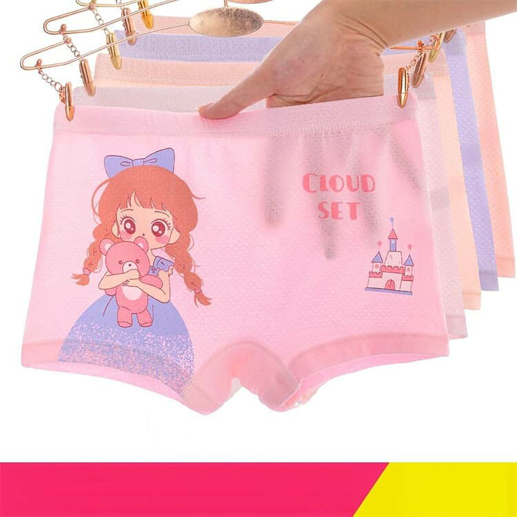 5枚セット 通気性 ガールズ メッシュ ショーツ 小学生 ボクサーパンツ 夏用 女の子...
