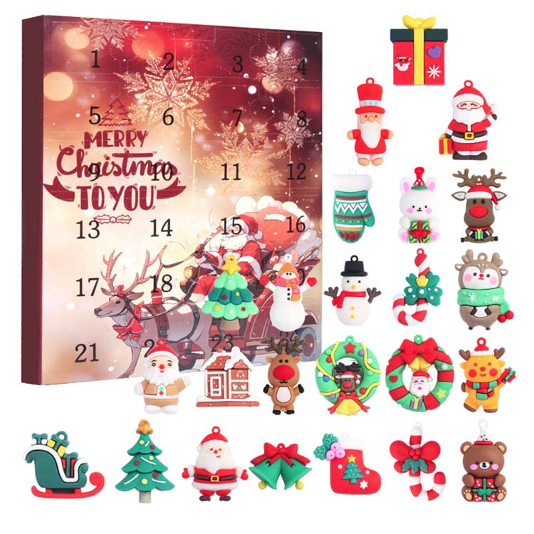 24日 オーナメント クリスマスプレゼント ミニチュア クリスマス飾り サンタ カウントダウン ツリー トナカイ アドベントカレンダー チャーム 24日 柔らかい 女の子 男の子 おもちゃ ツリー デコレーション セット