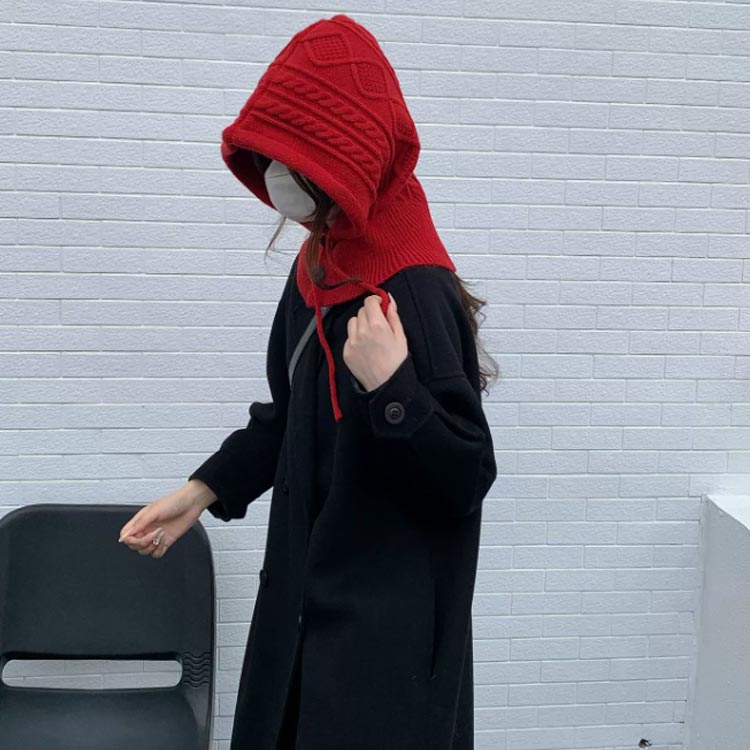 フード付き マフラー ニット ネックウォーマー スヌード レディース 帽子 ニット バラクラバ フードマフラー ケーブル編み ニット帽 マフラー 一体型 小顔効果 秋 冬 防寒 自転車 通勤 通学 暖かい あったか アクリル ニット フードウォーマー イヤーマフ 耳あて 耳まで暖か