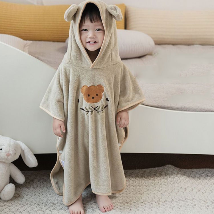 ベビーバスローブ フード付き バスローブ バスタオル ベビー キッズ 子供用 バスポンチョ バスタオル マイクロファイバー ふんわり 吸水速乾 赤ちゃん こども 子供 バスローブ ガウン プール タオル ボタン付き ワンオペ 男の子 2