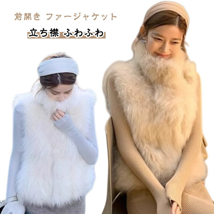 Rakuten - ファーベスト スタンドカラー ハイネック フェイクファー ベスト 前開き レディース ファージャケット ノースリーブ 秋 冬 アウター 毛足が長い エコファー ベスト ジレ 立ち襟 ショート コンパクト 毛皮ベスト ふんわり 厚手 【送無】