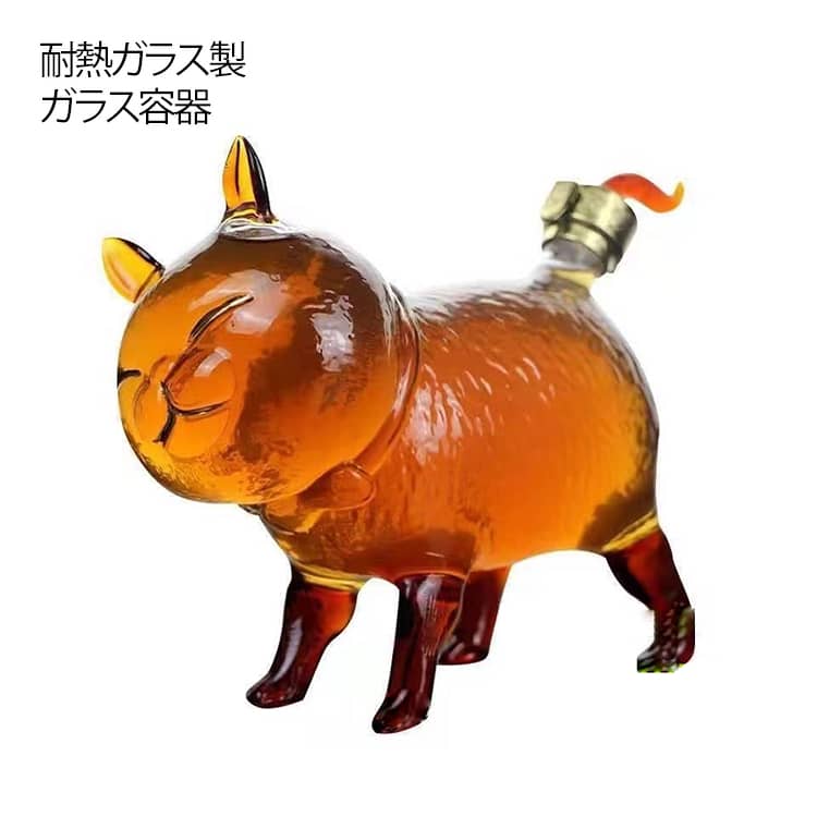 ウイスキーデカンター 耐熱ガラス製 動物型 猫型 ウィスキーデキャンタ リキュール用 アルコール用 ガラス容器 アルコールボトル ウィスキーボトル デキャンタ 鉛フリー ストッパー付き ねこ ネコ かわいい インテリア飾り 置物 ワイン容器