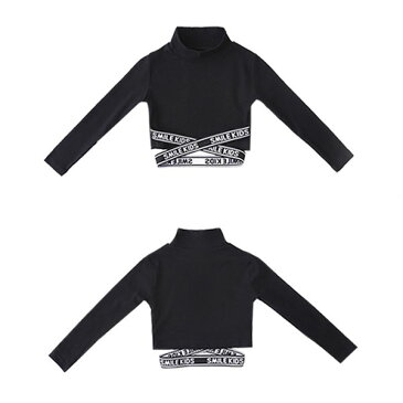 キッズ ダンス衣装 ヒップホップ ダンス jazz Tシャツ ブラック ダンス セクシー 衣装 女の子 ダンスウェア 原宿系 体操服 ジャズダンス キャットウォーク 110/120/130/140/150/160/170/180cm