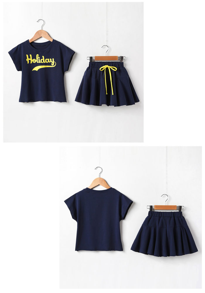 韓国子供服女の子セットアップTシャツショートパンツズスカート2点セット体操服チアガール夏服キッズ姫系上下オシャプリント遠足活動通園通学海外旅行ネイビーピンク110120130140150160cm