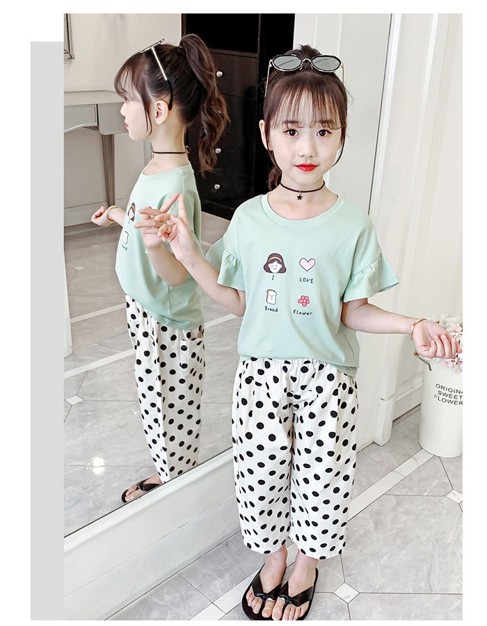 韓国子供服 女の子 防蚊パンツ 夏着 七分丈 純綿 スポーツパンツ キッズ サマーパンツドット柄 カジュアルパンツ ガールズ ボトムス 女児用 普段着 通園 通学 可愛い レジャー 110cm 120cm 130cm 140cm 150cm 160cm