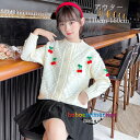 子供服 女の子 冬服 ニット 新品 女の子 カーディガンセーター かわいい チェリー アウター セーター キッズ ニット カーディガン アンズホワイト プリンセ...