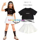 女の子 ダンス 衣装 ヒップホップ ダンスウェアステージ衣装　HIPHOP 2点セット 半袖Tシャツ+スカート ダンス衣装 おしゃれ キッズ へそ出し トップス 体育祭 文化祭 学園祭 110 120 130 140 150 160 170 180 ダンス 舞台 団体服 応援団 ガールズ ダンスウェア ダンス