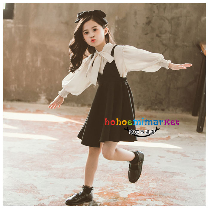 送料無料 子供スーツ 女の子 入学式 入園式 セットアップ フォーマル 結婚式 卒園式 卒業式 キッズ シャツブラウス+ストラップワンピース おしゃれ 2点セット 子供服 スカートセット 通学着 イベント 誕生日 演奏会 音楽会 小学生 お受験 春着 秋着 110 120 130 140 150 160