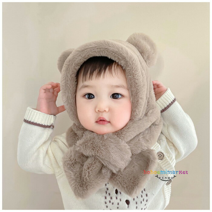 赤ちゃん 帽子 モコモコ 帽子 クマちゃん ウサギちゃん 帽子マフラー一体 冬物 子供 マフラー 帽子 耳保護帽 参考年齢: 6ヶ月-2歳 子供 子ども 姉妹 兄弟 男女兼用 幼児 プレゼント 帽子 マフラー 呼ばれ 旅行 お出かけ 通園 通学 3